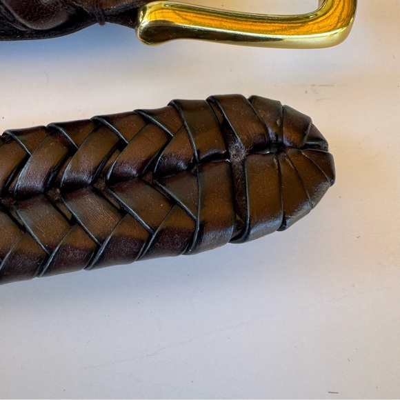Fossil Brown Maddox Braided Leather Belt with Gold Buckle size 38 - Picture 8 of 10